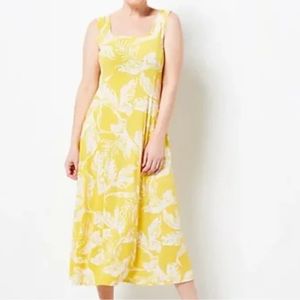 Susan Graver Gold Palm Sleeveless Midi Dress